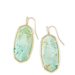 Kendra Scott Elle Faceted Drop Earrings in Sea Green Chrysocolla - Rare Stone!